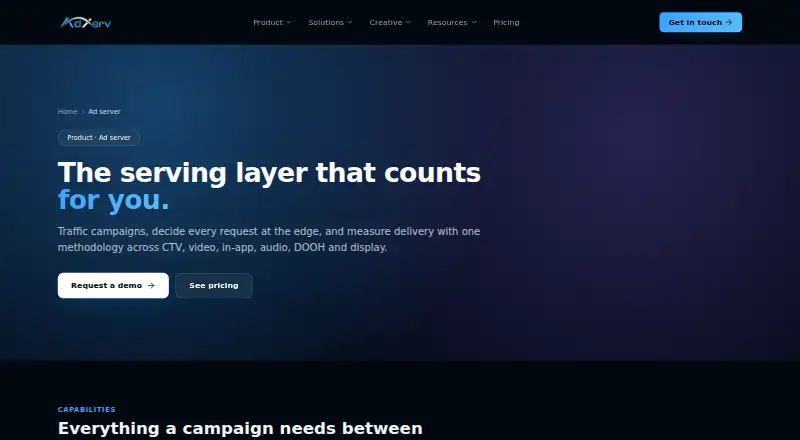 Adxerv Ad Server's website