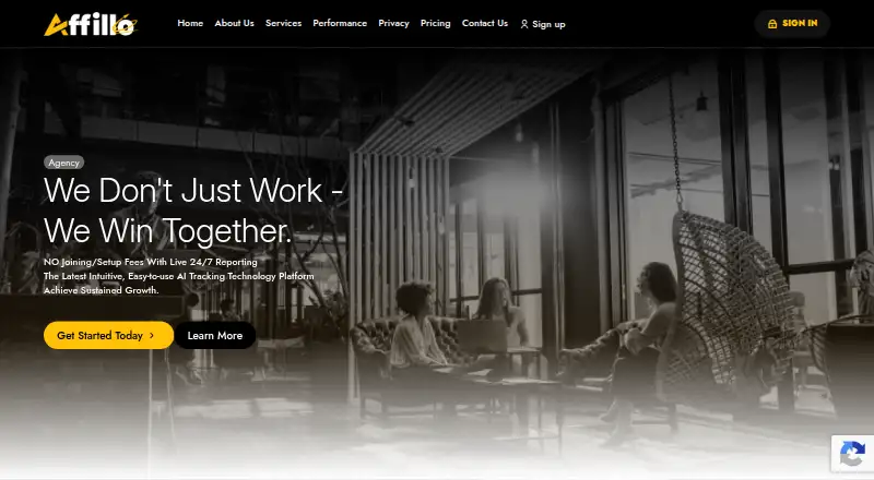 The Affillo homepage
