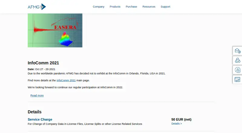 EASERA's website