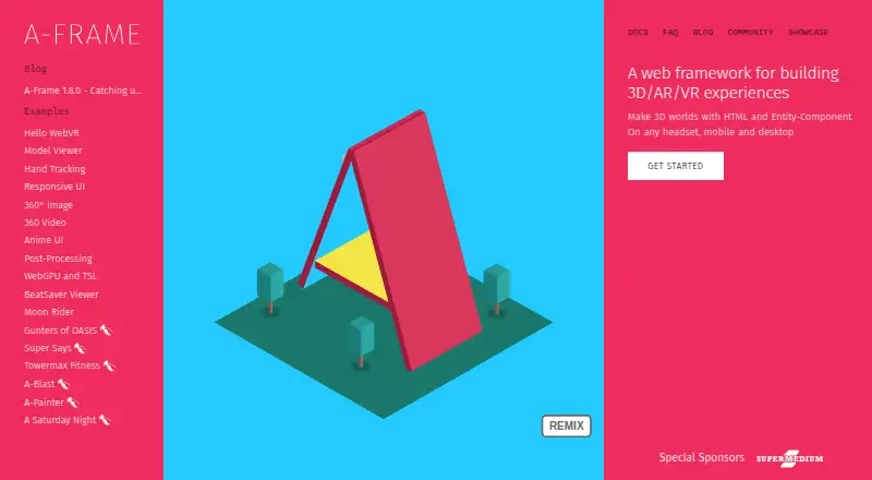 A-Frame's website