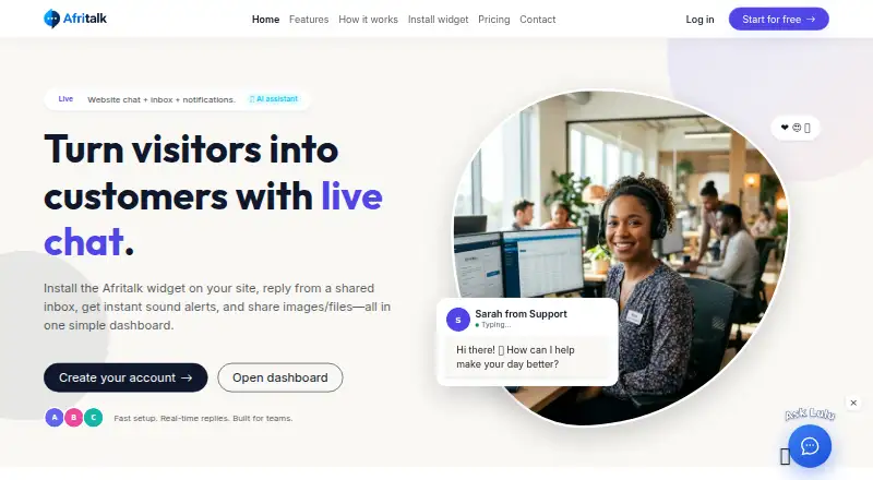 The Afritalk homepage