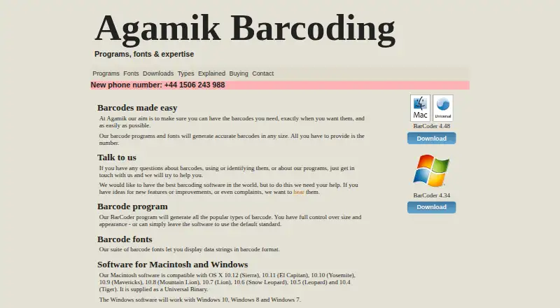 The Agamik BarCoder homepage