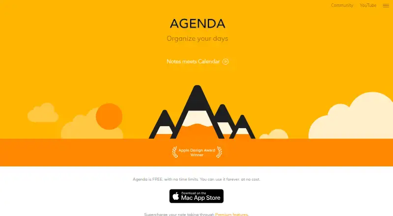 The Agenda homepage