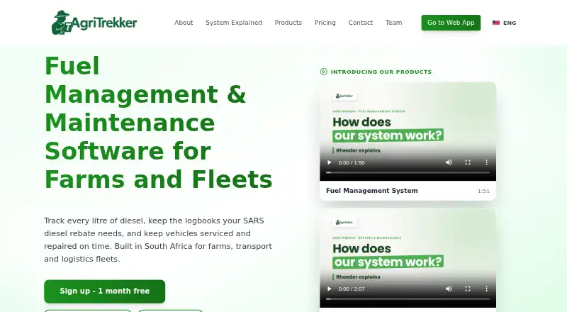 AgriTrekker Fuel Management System's website