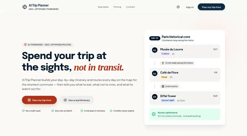 AI Trip Planner's website