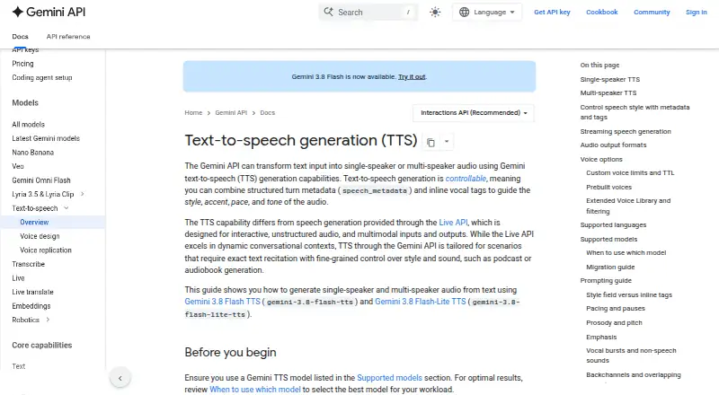 The Gemini Text-to-Speech homepage