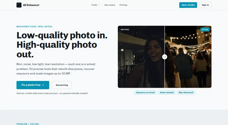 AI Enhancer's website