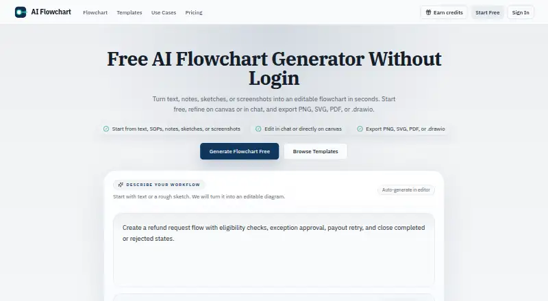 AI Flowchart's website