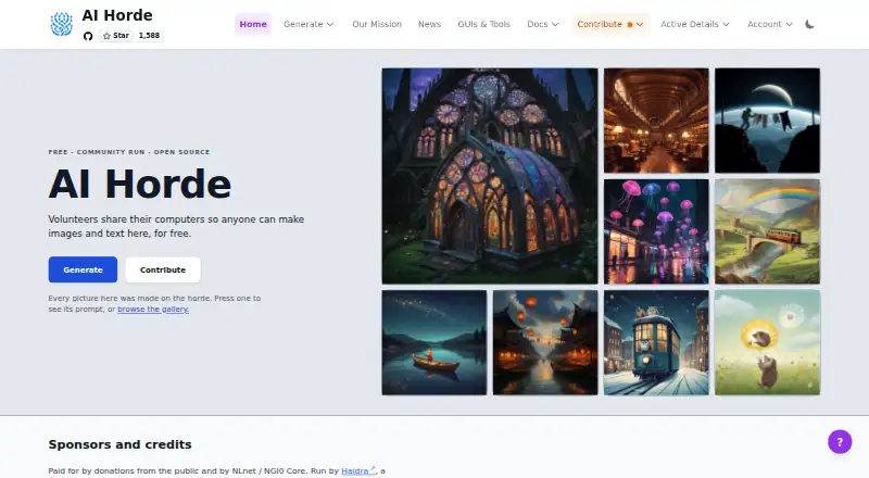 The AI Horde homepage