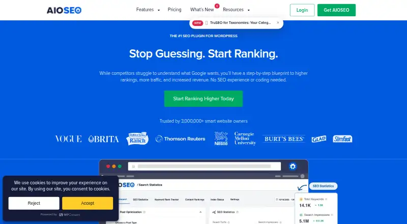 The AIOSEO homepage