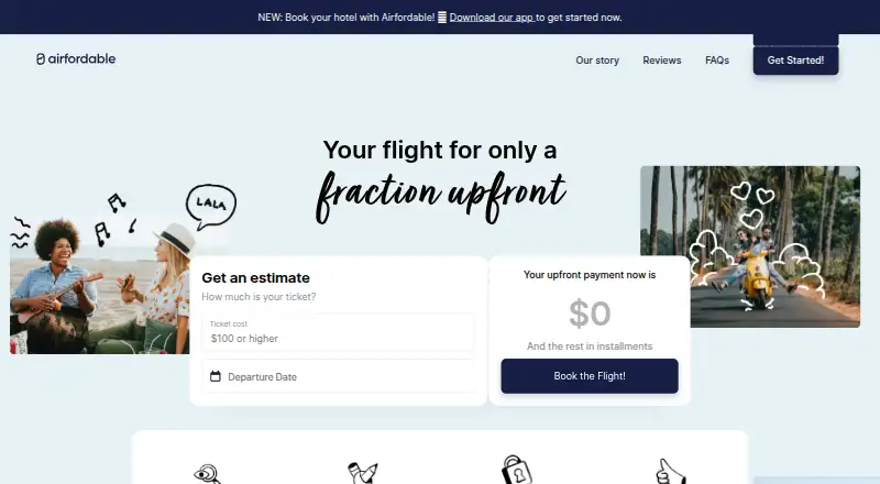 The Airfordable homepage