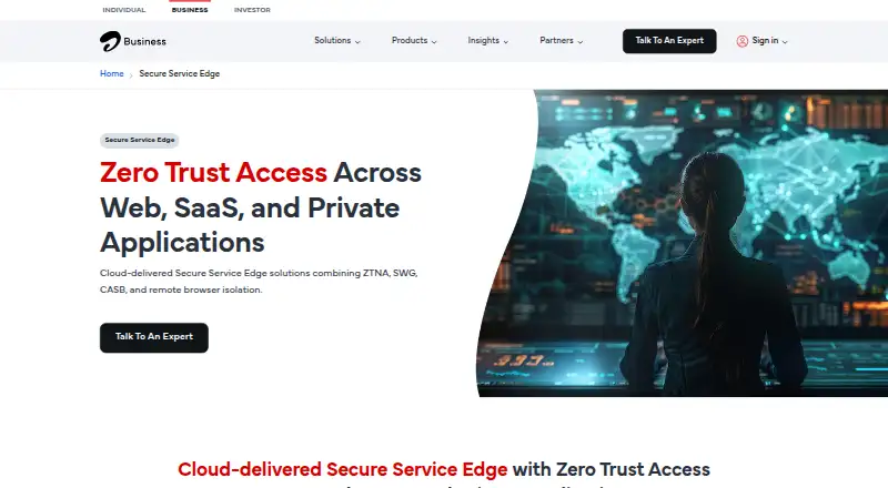 Airtel Secure Service Edge's website
