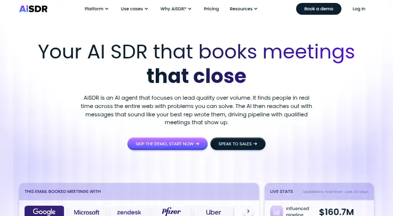 AiSDR's website