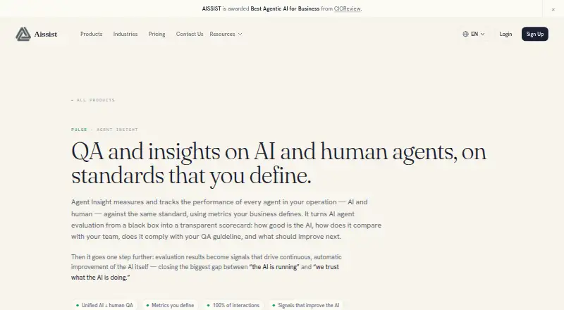Aissist Agent Insight's website