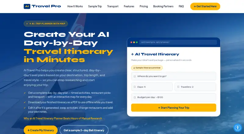 AI Travel Pro's website