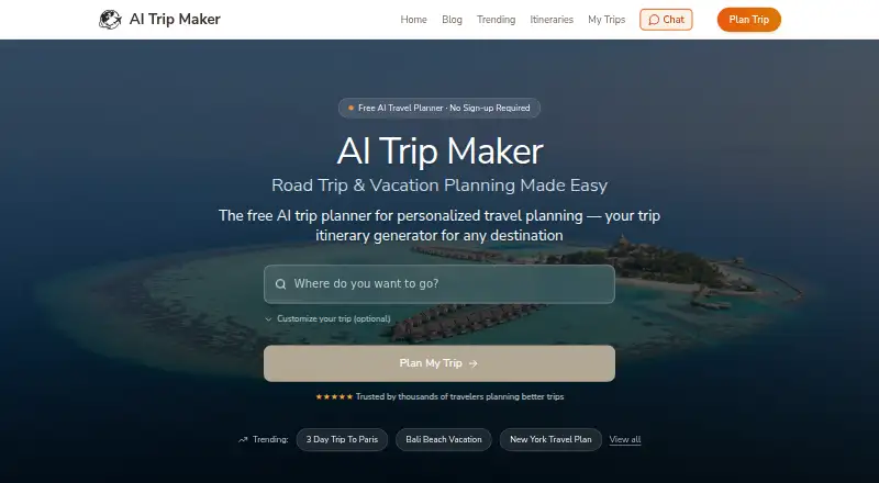 AI Trip Maker's website