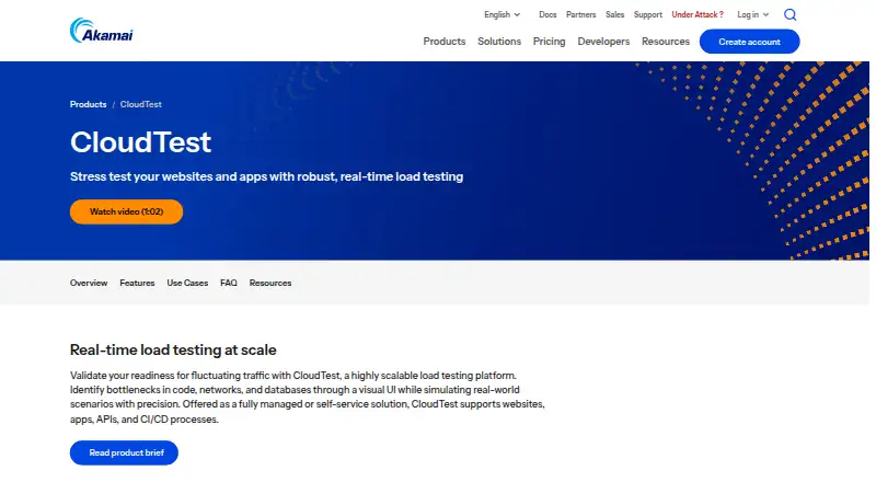 Akamai CloudTest's website