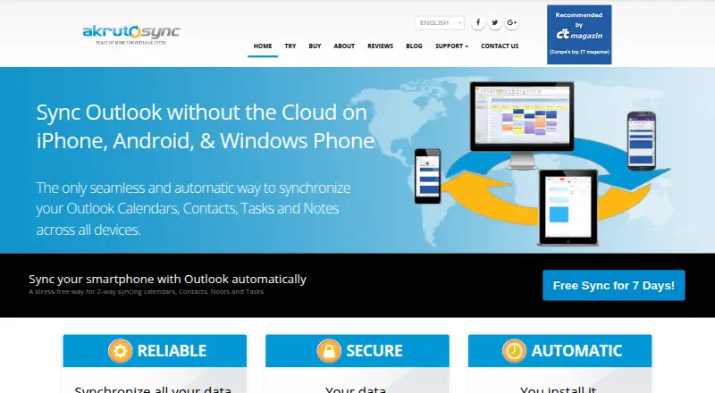 The AkrutoSync homepage