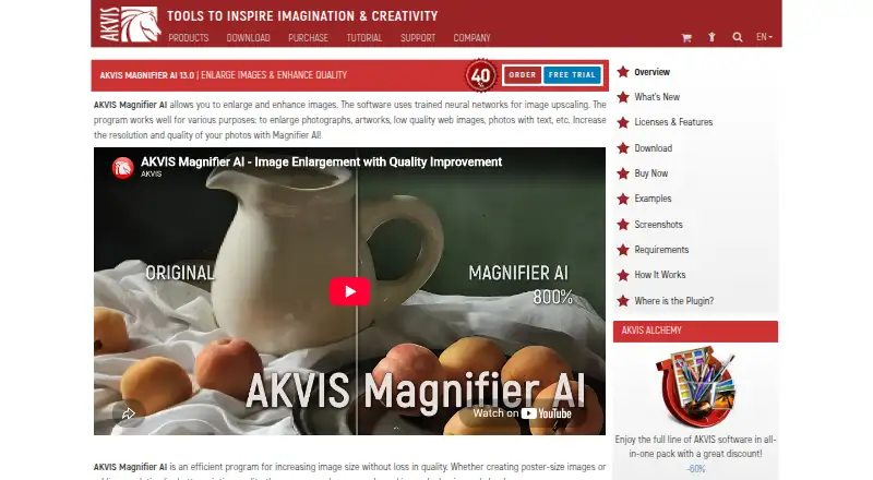 The AKVIS Magnifier AI homepage