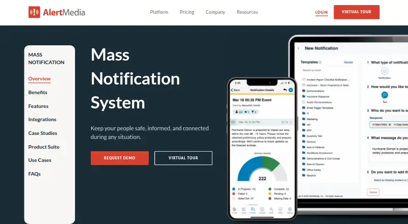AlertMedia Emergency Mass Notification's website