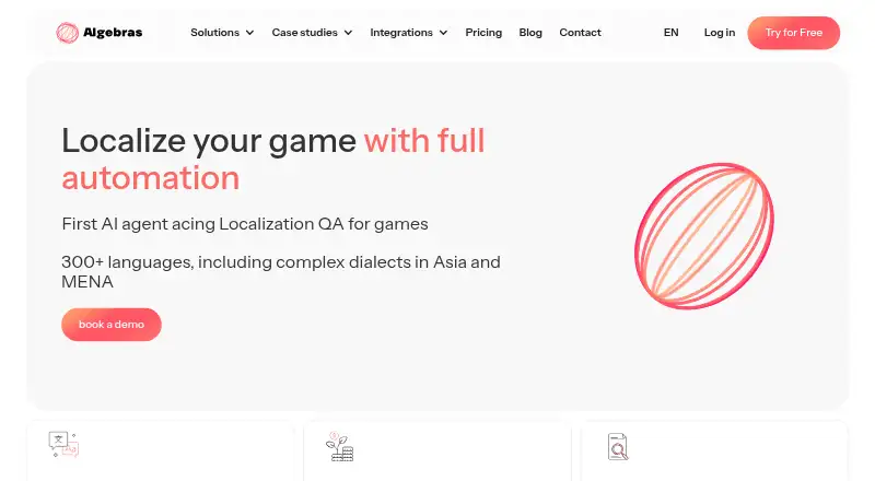 Algebras AI Game Localization Agent's website