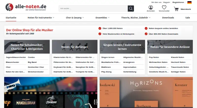 alle-noten.de's website
