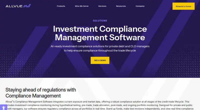 Allvue Investment Compliance Management's website