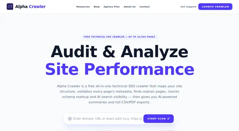 The Alpha Crawler homepage