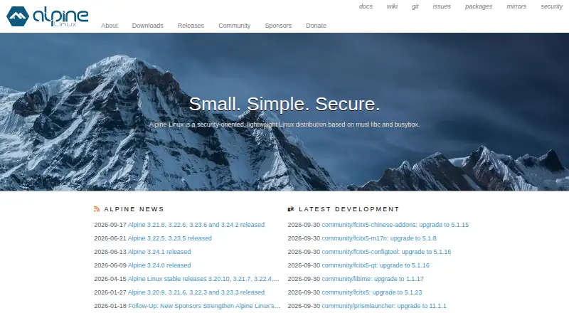 Alpine Linux's website