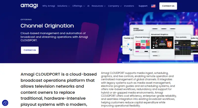Amagi CLOUDPORT's website