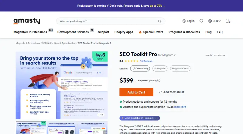 Amasty SEO Toolkit's website