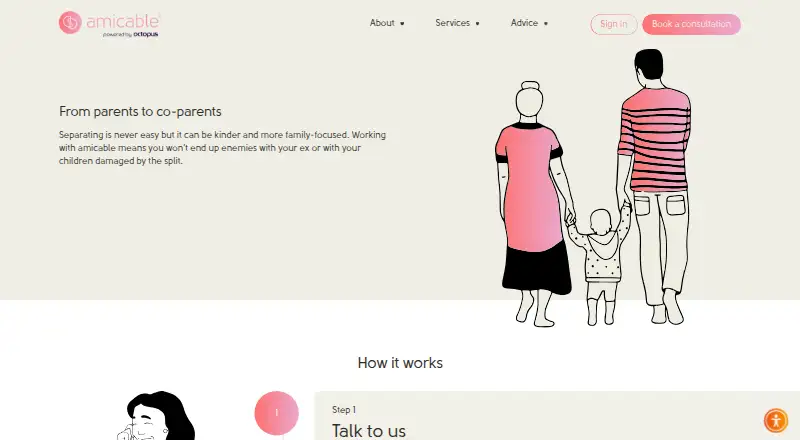 amicable co-parenting app's website