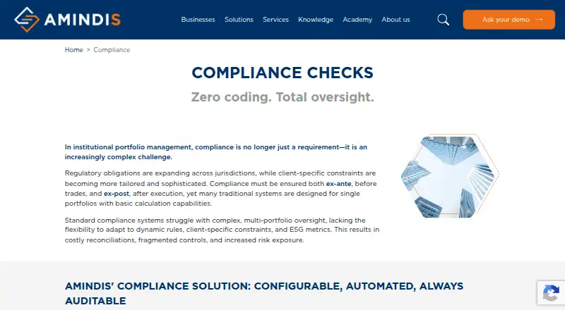 AMINDIS Compliance Checks's website