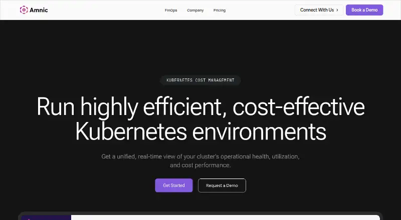 Amnic Kubernetes Cost Management's website