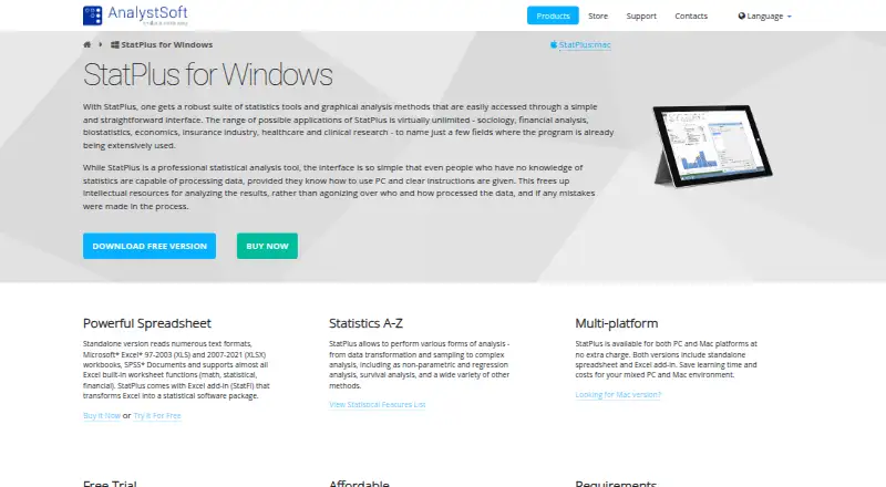 StatPlus's website