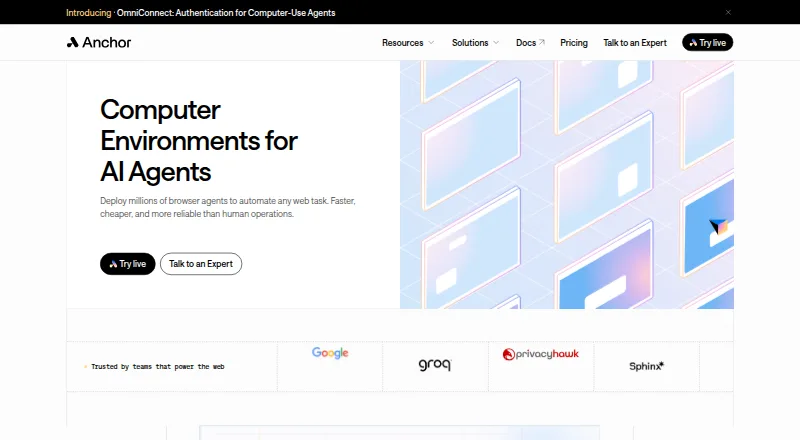 Anchor Browser's website