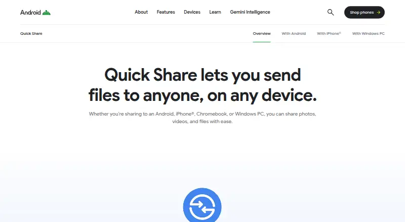 Quick Share's website