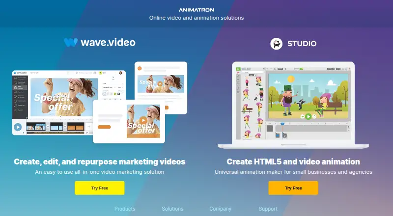 The Animatron Studio homepage