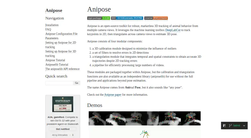 Anipose's website