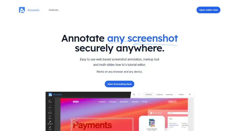 The Annotely homepage