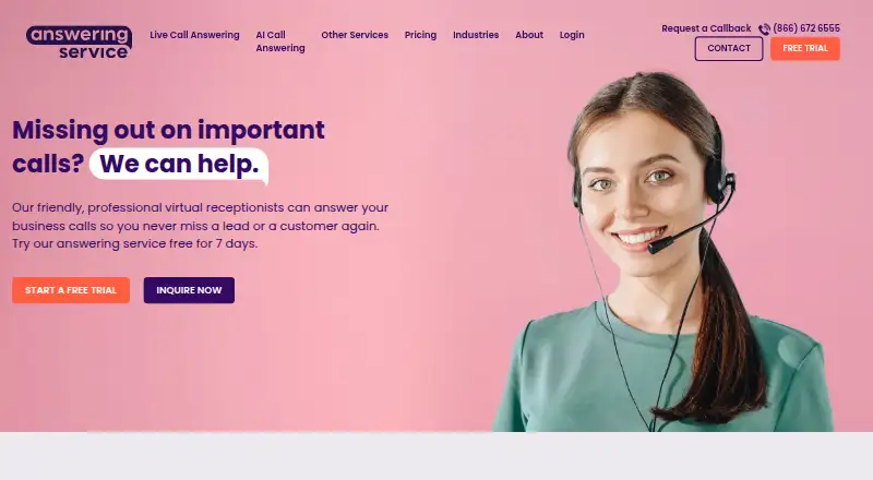 AnsweringService.com's website