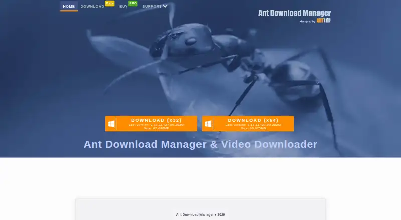 Ant Download Manager's website