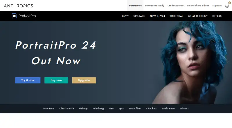 The PortraitPro homepage