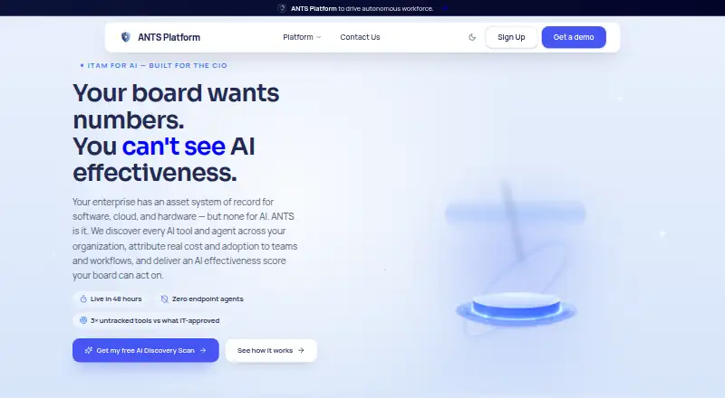 ANTS Platform's website