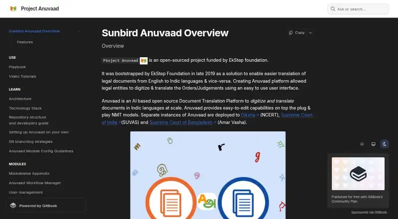 Anuvaad's website