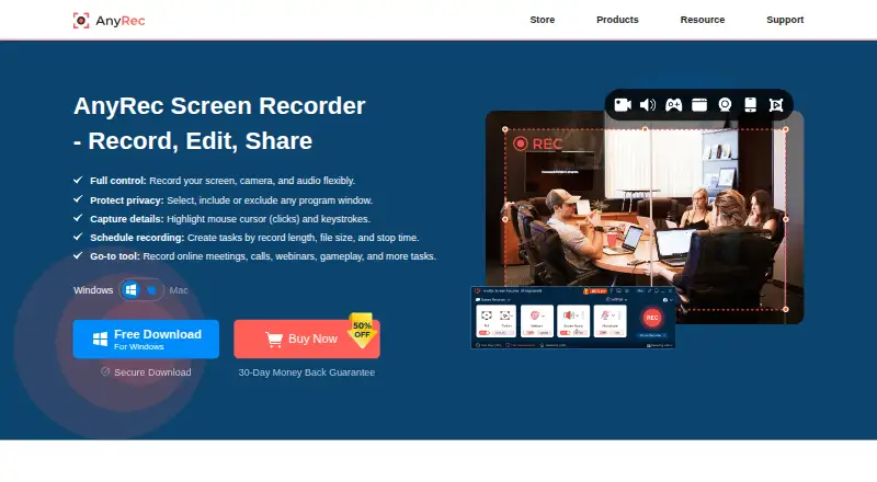 AnyRec Screen Recorder's website