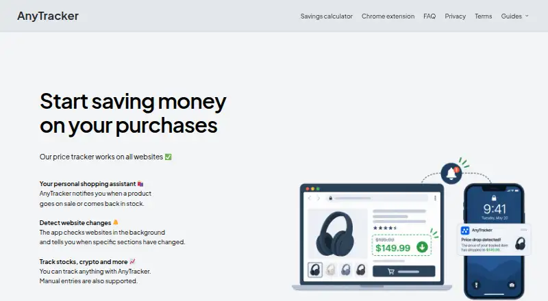 AnyTracker's website