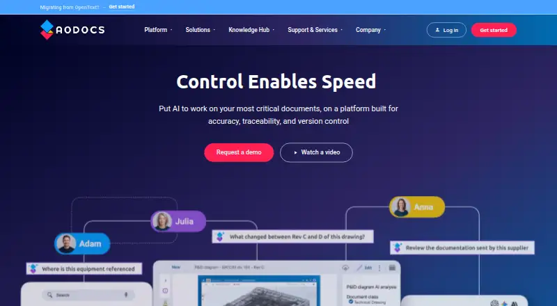 The AODocs homepage