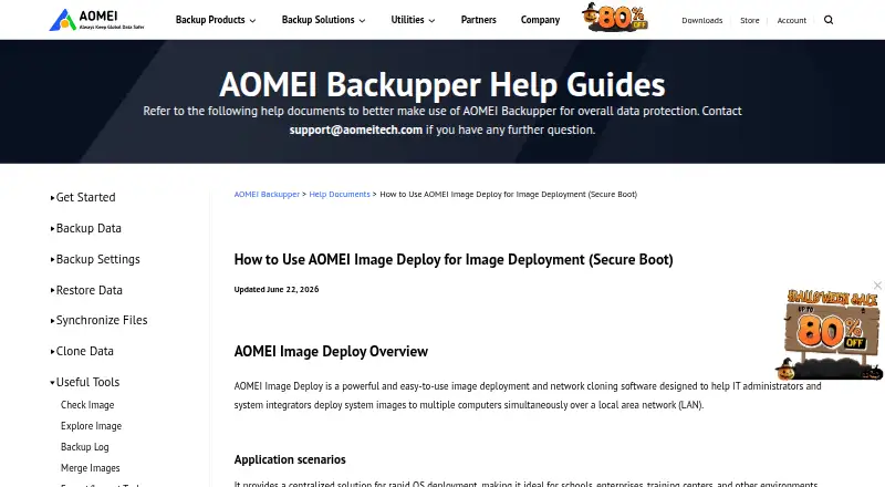 AOMEI Image Deploy's website