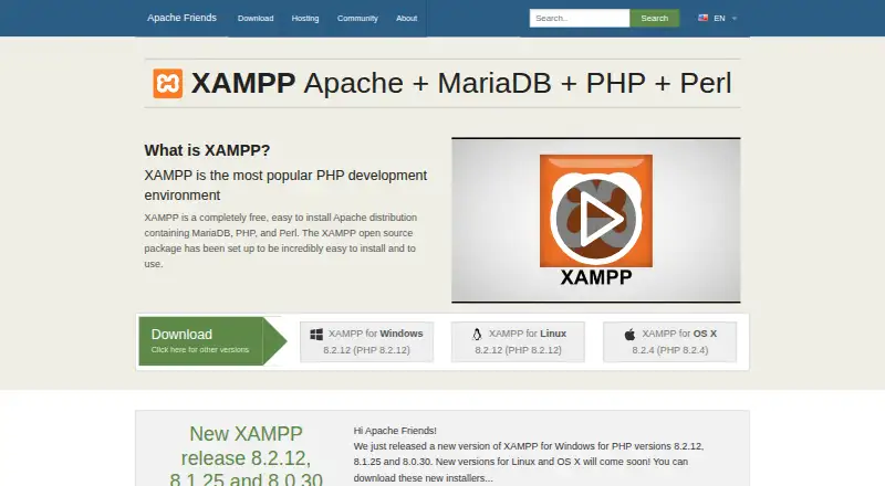 XAMPP's website